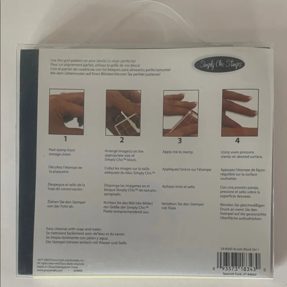 Provo Craft for Simply Chic Stamps 4 Acrylic Block Set 1 Clear Lined 24-8343 - Picture 2 of 5